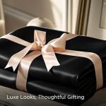 Bedsure Queen Satin Sheet Set - Black, 4 Pieces