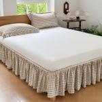 Tan Gingham Ruffled Bed Skirt for Queen Beds