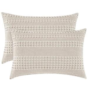 Cotton Waffle Pillow Shams King Size - 2 Pack