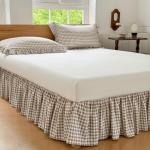 Tan Gingham Ruffled Bed Skirt for Queen Beds