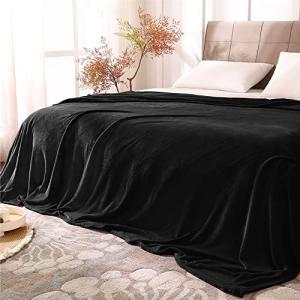 King Size Fuzzy Plush Blanket - Super Soft Black