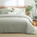 Green Plaid Queen Duvet Cover Set, 3 Pieces