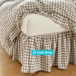Tan Gingham Ruffled Bed Skirt for Queen Beds