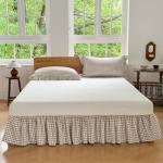 Tan Gingham Ruffled Bed Skirt for Queen Beds