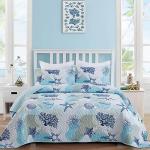 Dinjoy Coastal Twin Quilt Set – Beach Theme