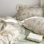 Reversible Green Floral Queen Duvet Cover Set