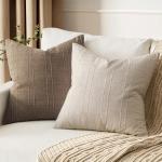 MIULEE 20x20 Linen Check Throw Pillow Covers Set