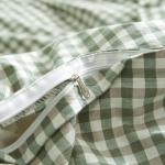 Green Plaid Queen Duvet Cover Set, 3 Pieces