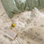 Reversible Green Floral Queen Duvet Cover Set