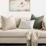 MIULEE 20x20 Linen Check Throw Pillow Covers Set