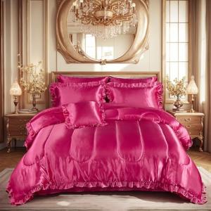 Hot Pink King Satin Bed in a Bag Set