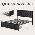 Queen Bed Frame with Storage Drawers and Charging Station