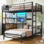 Black Twin XL Bunk Bed with Desk and Storage