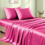 Hot Pink Satin Full Size Bed Sheet Set