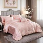 Pink Satin Queen Comforter Set with Sheets, 8 Pcs