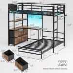 Black Twin XL Bunk Bed with Desk and Storage