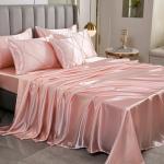 Pink Satin Queen Comforter Set with Sheets, 8 Pcs