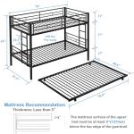 Twin Over Twin Metal Bunk Bed with Trundle