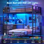 Black Twin XL Bunk Bed with Desk and Storage