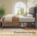 Queen Bed Frame with Storage Drawers and Charging Station