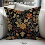 Vintage Floral Velvet Throw Pillow Covers - 18x18