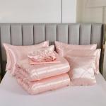 Pink Satin Queen Comforter Set with Sheets, 8 Pcs