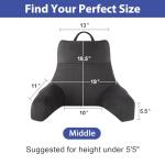 IPYNBAP Back Pillow for Bed Sitting up, Reading Pillow for Sitting in Bed Adult, Back Support Pillow, Memory Foam Sit up Lounge Backrest Pillow with Arms for TV, Couch, Chair, Dorm, 18 Inch, Grey