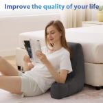 IPYNBAP Back Pillow for Bed Sitting up, Reading Pillow for Sitting in Bed Adult, Back Support Pillow, Memory Foam Sit up Lounge Backrest Pillow with Arms for TV, Couch, Chair, Dorm, 18 Inch, Grey