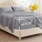 Bedsure Deep Pocket Queen Sheet Set - Light Grey