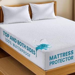 Utopia Bedding Dual Sided Mattress Protector with Waterproof Terry Top and Side Panels Queen Size, Soft and Breathable Mattress Cover, Fitted Style with Stretchable Elastic Pockets