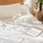 MooMee Bedding Duvet Cover Set 100% Washed Cotton Linen Like Textured Breathable Durable Soft Comfy (Solid Off White, Queen 90"x90")