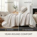 Southshore Fine Living, Inc. King Size Quilt Bedding Set, Soft Microfiber Bedspread, Stain & Pet Hair Resistant Bedding Coverlet, King Size/California Quilt Set with 2 Pillow Shams, Bone