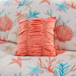 Madison Park 100% Cotton Comforter Set - Coastal Coral, Starfish Design All Season Down Alternative Cozy Bedding with Matching Shams, Decorative Pillow, Queen(90"x90"), Teal 7 Piece