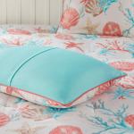 Madison Park 100% Cotton Comforter Set - Coastal Coral, Starfish Design All Season Down Alternative Cozy Bedding with Matching Shams, Decorative Pillow, Queen(90"x90"), Teal 7 Piece