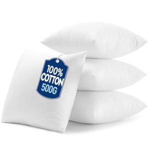 MIULEE 18x18 Pillow Inserts,Set of 4 100% Virgin Microfiber with Cotton Cover Throw Pillows for Couch Sofa and Bed