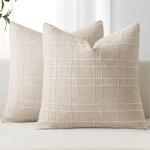 Linen Check Euro Shams Decorative Pillow Covers Set