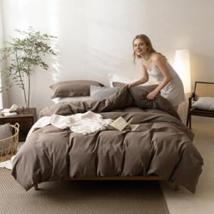 Light Chocolate Brown Queen Duvet Cover Set