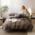 Light Chocolate Brown Queen Duvet Cover Set