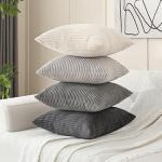 Set of 4 Neutral Grey Corduroy Throw Pillow Covers