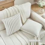 Cream Faux Rabbit Fur Throw Pillow Covers - Set of 2