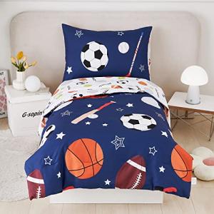 URBONUR Soft Sports Toddler Bedding Set - 4 Pieces