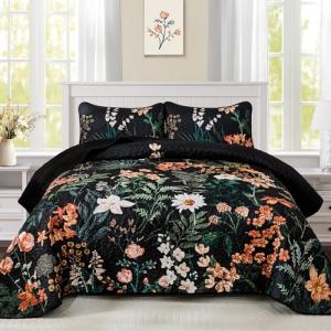 Yiran Queen Floral Quilt Set with Shams