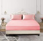 Blush Pink Satin Twin Bed Set with Pillows