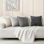 Set of 4 Neutral Grey Corduroy Throw Pillow Covers