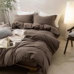 Light Chocolate Brown Queen Duvet Cover Set