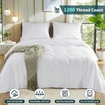 4-Piece White Cotton Bed Set, 1200 Thread Count