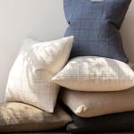 Set of 2 Neutral Linen Check Throw Pillow Covers