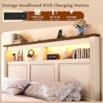 Farmhouse King Bed Frame with Storage & LED Charger