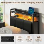 Twin Bed Frame with Charging Station & LED Lights