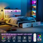 Farmhouse King Bed Frame with Storage & LED Charger